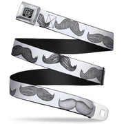 BD Wings Logo CLOSE-UP Full Color Black Silver Seatbelt Belt - Mustaches White/Sketch Webbing Seatbelt Belts Buckle-Down