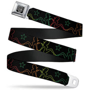 BD Wings Logo CLOSE-UP Full Color Black Silver Seatbelt Belt - Mud Flap Girls w/Star Outline Black/Multi Color Webbing Seatbelt Belts Buckle-Down