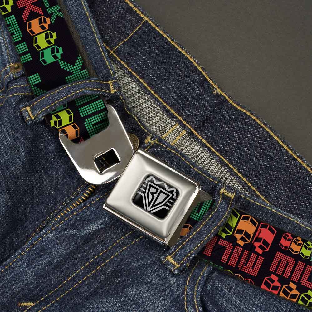 BD Wings Logo CLOSE-UP Full Color Black Silver Seatbelt Belt - MILK/Cartoons Black/Multi Color Webbing Seatbelt Belts Buckle-Down