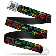 BD Wings Logo CLOSE-UP Full Color Black Silver Seatbelt Belt - MILK/Cartoons Black/Multi Color Webbing Seatbelt Belts Buckle-Down