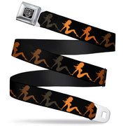 BD Wings Logo CLOSE-UP Full Color Black Silver Seatbelt Belt - Mud Flap Girl Repeat Black/Orange Fade Webbing Seatbelt Belts Buckle-Down