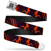 BD Wings Logo CLOSE-UP Full Color Black Silver Seatbelt Belt - Mud Flap Girls w/Stripes Black/Red/Orange Webbing Seatbelt Belts Buckle-Down