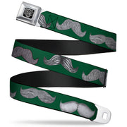 BD Wings Logo CLOSE-UP Full Color Black Silver Seatbelt Belt - Mustaches Green/Sketch Webbing Seatbelt Belts Buckle-Down