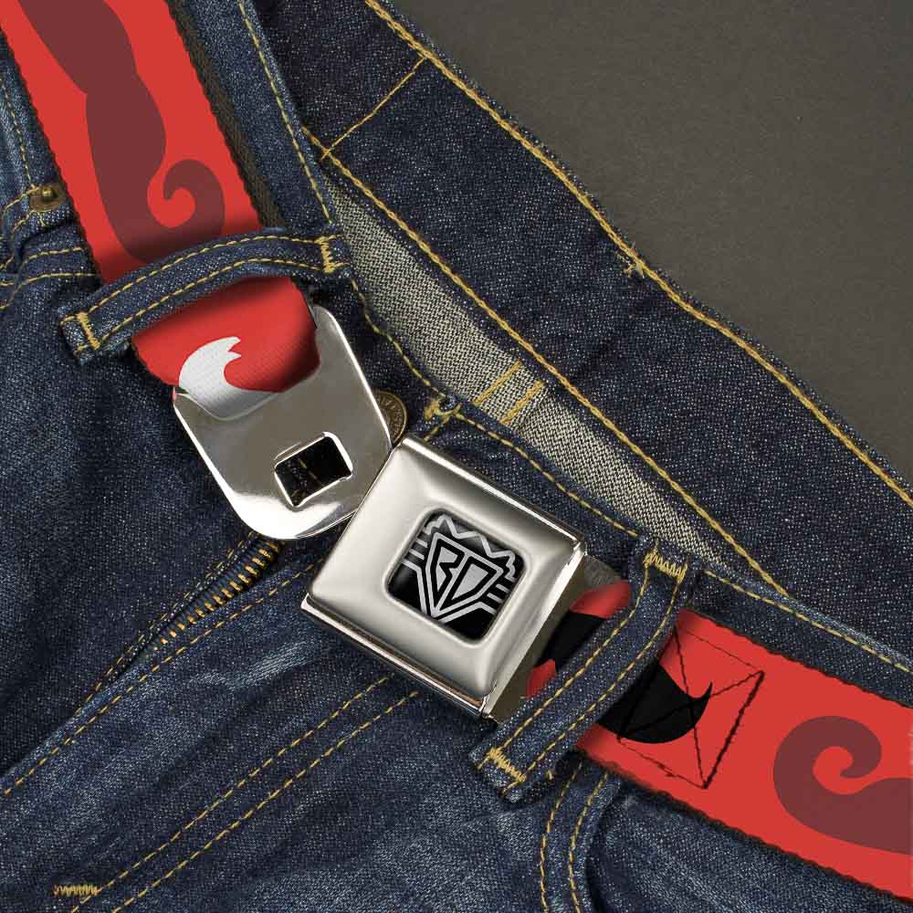 BD Wings Logo CLOSE-UP Full Color Black Silver Seatbelt Belt - Mustaches Red/Brown/White/Black Webbing Seatbelt Belts Buckle-Down