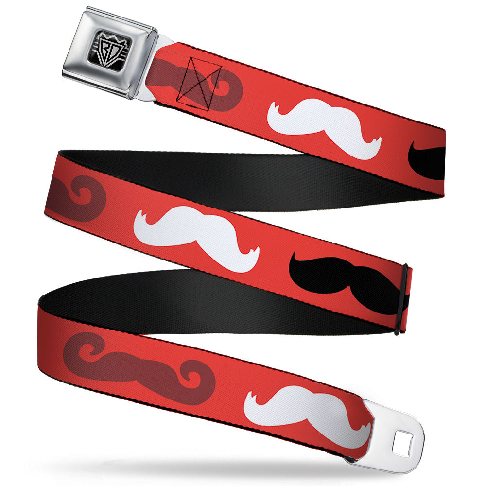 BD Wings Logo CLOSE-UP Full Color Black Silver Seatbelt Belt - Mustaches Red/Brown/White/Black Webbing Seatbelt Belts Buckle-Down