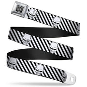 BD Wings Logo CLOSE-UP Full Color Black Silver Seatbelt Belt - Metal Skull Black/White Webbing Seatbelt Belts Buckle-Down
