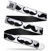 BD Wings Logo CLOSE-UP Full Color Black Silver Seatbelt Belt - Multi Mustaches Sketch White/Black Webbing Seatbelt Belts Buckle-Down
