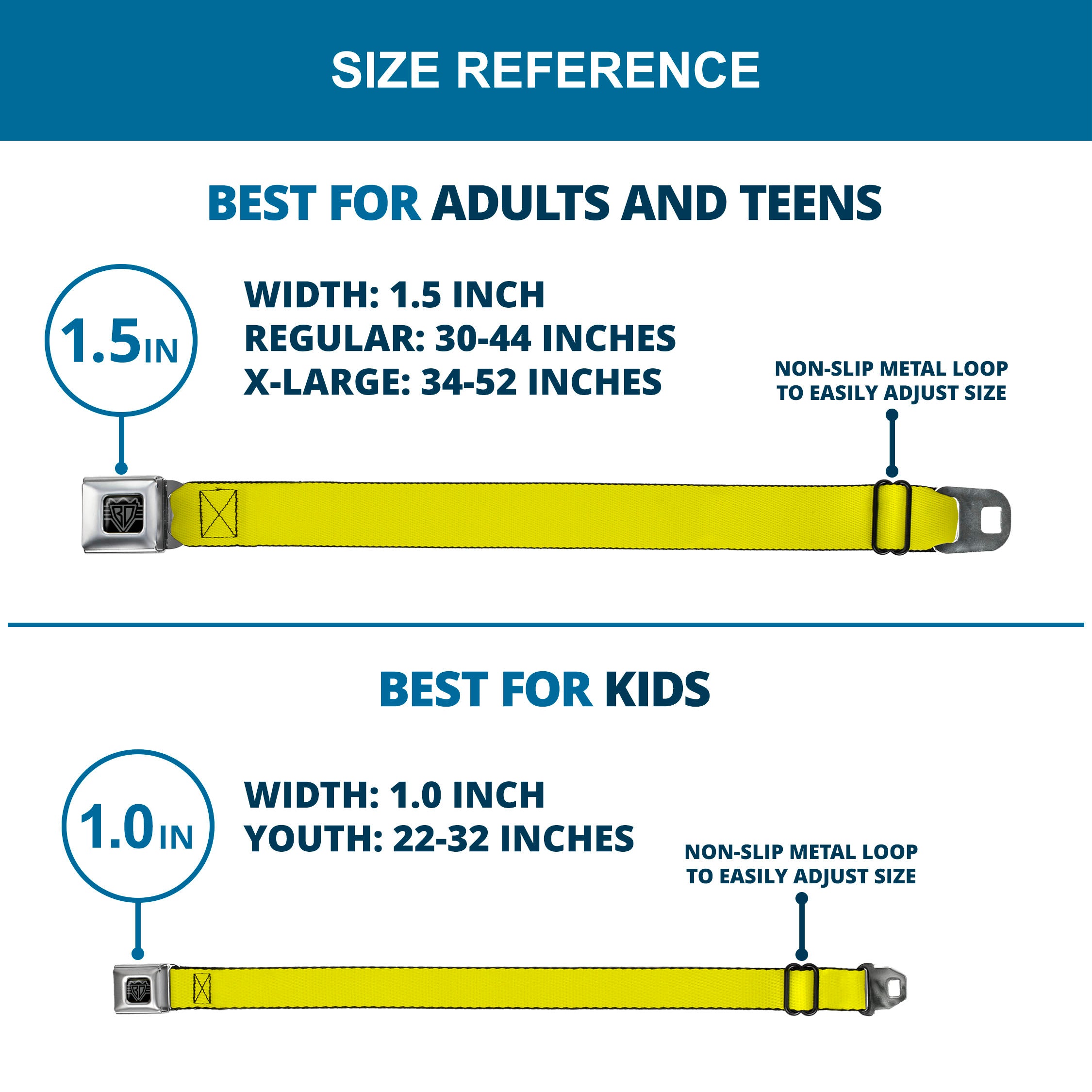 BD Wings Logo CLOSE-UP Full Color Black Silver Seatbelt Belt - Neon Yellow Webbing Seatbelt Belts Buckle-Down