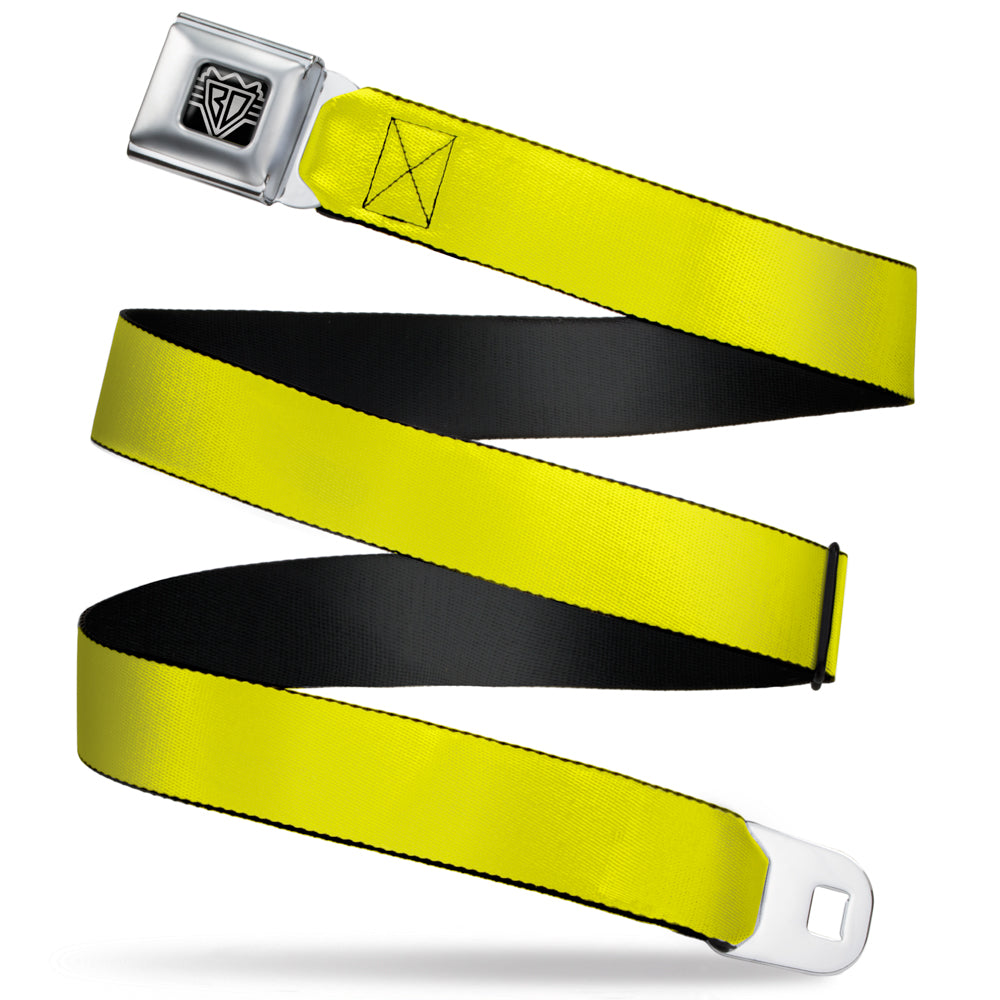 BD Wings Logo CLOSE-UP Full Color Black Silver Seatbelt Belt - Neon Yellow Webbing Seatbelt Belts Buckle-Down