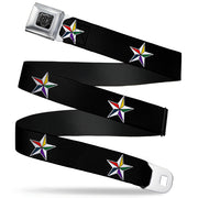 BD Wings Logo CLOSE-UP Full Color Black Silver Seatbelt Belt - Nautical Star Black/White/Multi Color Webbing Seatbelt Belts Buckle-Down