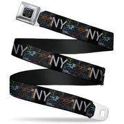BD Wings Logo CLOSE-UP Full Color Black Silver Seatbelt Belt - New York Subway Webbing Seatbelt Belts Buckle-Down