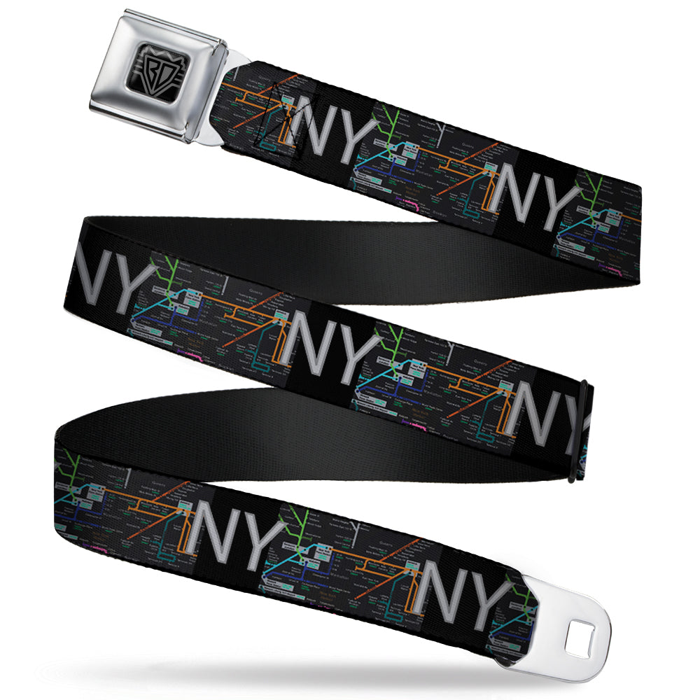 BD Wings Logo CLOSE-UP Full Color Black Silver Seatbelt Belt - New York Subway Webbing Seatbelt Belts Buckle-Down