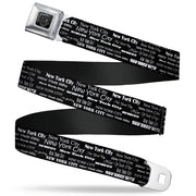 BD Wings Logo CLOSE-UP Full Color Black Silver Seatbelt Belt - New York City Black/White Webbing Seatbelt Belts Buckle-Down