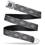 BD Wings Logo CLOSE-UP Full Color Black Silver Seatbelt Belt - Navajo Grays Webbing Seatbelt Belts Buckle-Down