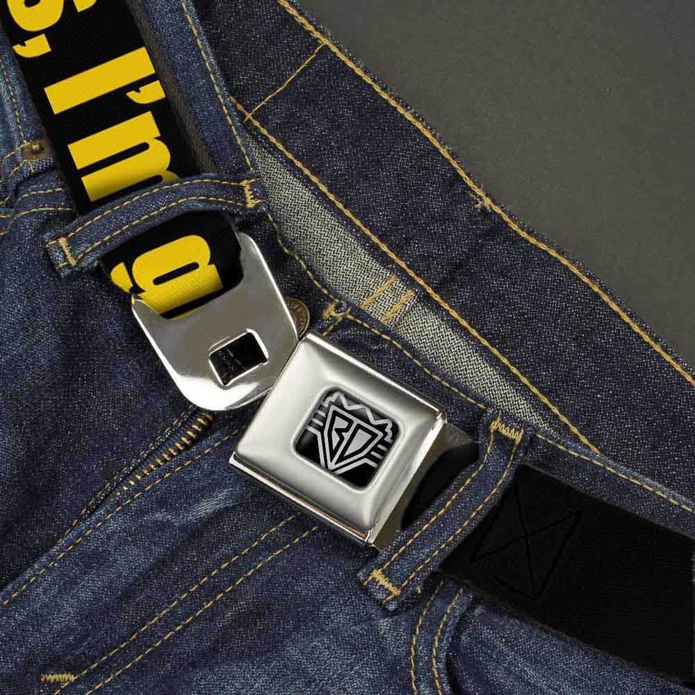 BD Wings Logo CLOSE-UP Full Color Black Silver Seatbelt Belt - NO THANKS, I'M GOOD! Black/Gold Webbing Seatbelt Belts Buckle-Down
