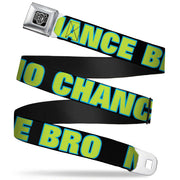 BD Wings Logo CLOSE-UP Full Color Black Silver Seatbelt Belt - NO CHANCE BRO Black/Turquoise/Green Webbing Seatbelt Belts Buckle-Down