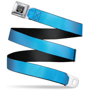 BD Wings Logo CLOSE-UP Full Color Black Silver Seatbelt Belt - Neon Blue Webbing Seatbelt Belts Buckle-Down