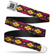 BD Wings Logo CLOSE-UP Full Color Black Silver Seatbelt Belt - Navajo Orange/Purple/Yellow/Pink/Green/Black Webbing Seatbelt Belts Buckle-Down