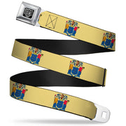 BD Wings Logo CLOSE-UP Full Color Black Silver Seatbelt Belt - New Jersey Flag Webbing Seatbelt Belts Buckle-Down