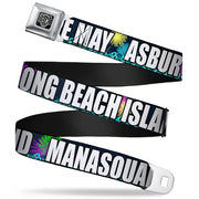 BD Wings Logo CLOSE-UP Full Color Black Silver Seatbelt Belt - New Jersey Shore Towns Black/Multi Color/White Webbing Seatbelt Belts Buckle-Down