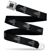 BD Wings Logo CLOSE-UP Black/Silver Seatbelt Belt - New York State/Subway Train Black/Gray Webbing Seatbelt Belts Buckle-Down