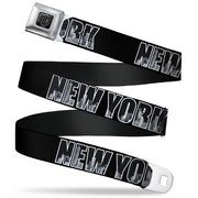 BD Wings Logo CLOSE-UP Full Color Black Silver Seatbelt Belt - NEW YORK Bold/Vivid Skyline Black/White/Gray Webbing Seatbelt Belts Buckle-Down