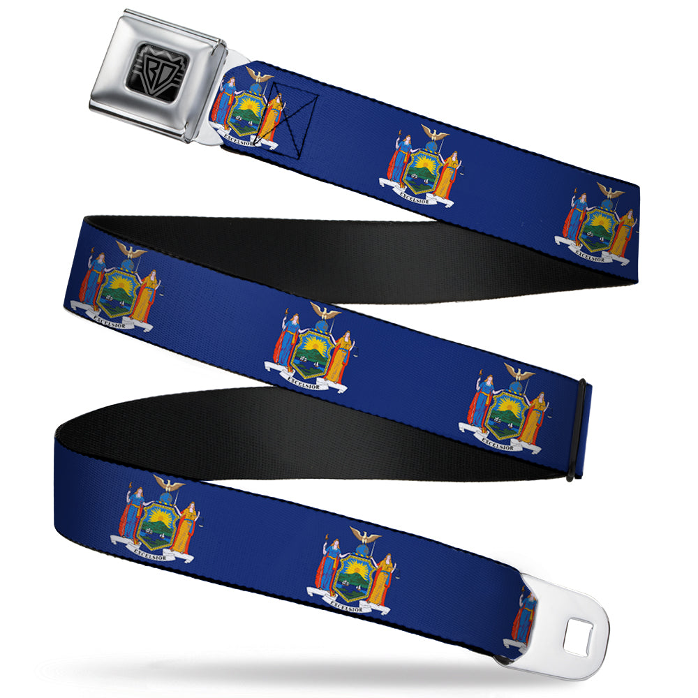 BD Wings Logo CLOSE-UP Full Color Black Silver Seatbelt Belt - New York Flag Continuous Webbing Seatbelt Belts Buckle-Down