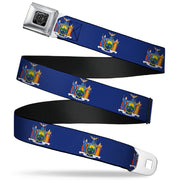 BD Wings Logo CLOSE-UP Full Color Black Silver Seatbelt Belt - New York Flag Continuous Webbing Seatbelt Belts Buckle-Down