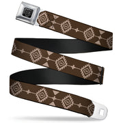 BD Wings Logo CLOSE-UP Full Color Black Silver Seatbelt Belt - Navajo3 Brown/Tan Webbing Seatbelt Belts Buckle-Down