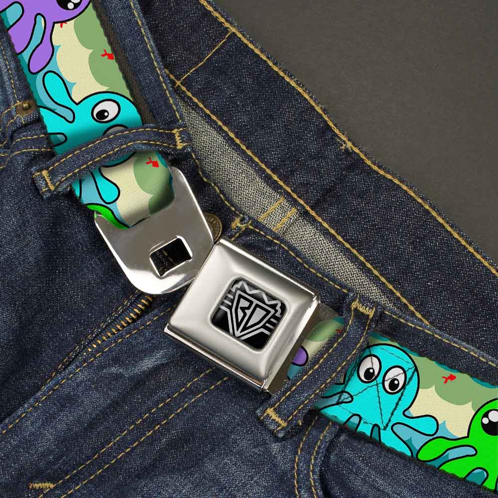 BD Wings Logo CLOSE-UP Full Color Black Silver Seatbelt Belt - Octopus Cartoon Webbing Seatbelt Belts Buckle-Down