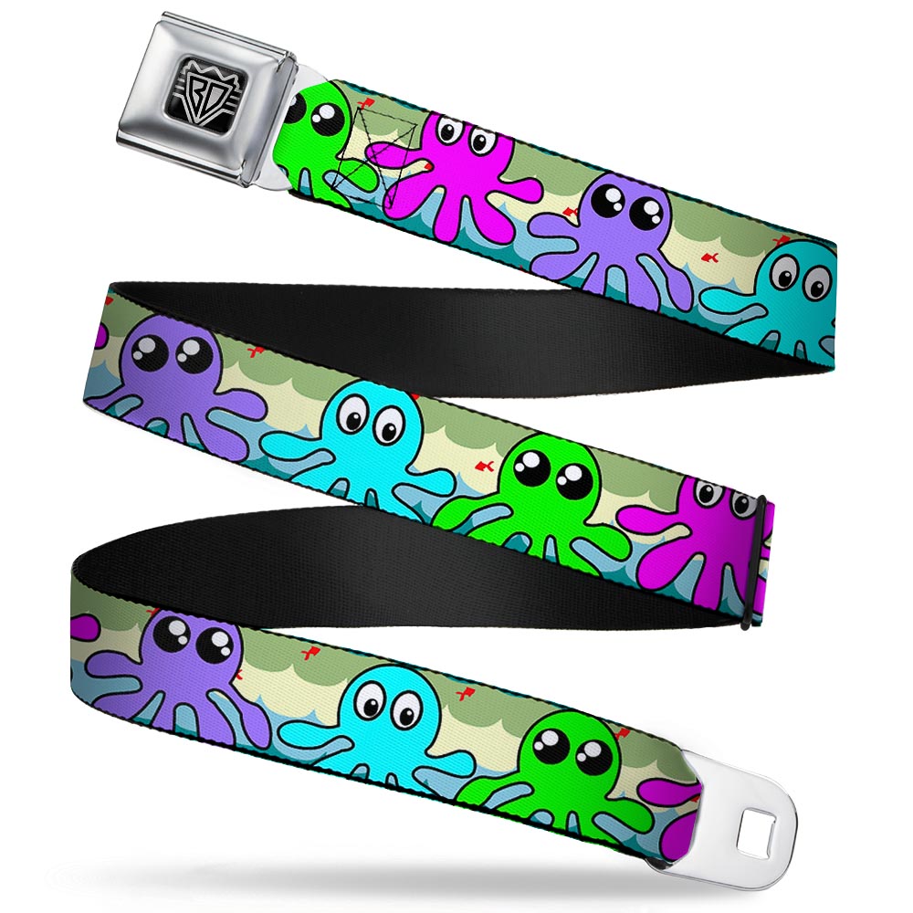 BD Wings Logo CLOSE-UP Full Color Black Silver Seatbelt Belt - Octopus Cartoon Webbing Seatbelt Belts Buckle-Down