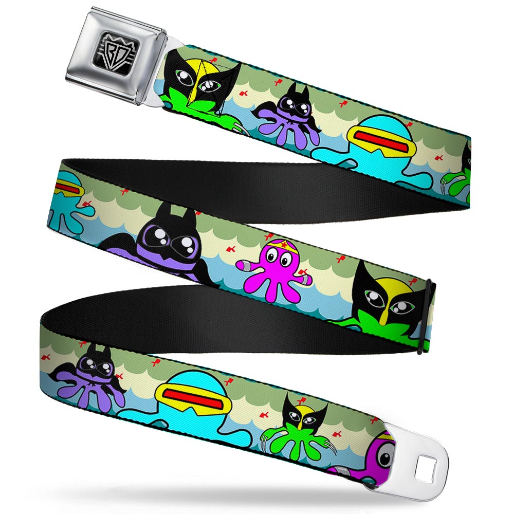 BD Wings Logo CLOSE-UP Full Color Black Silver Seatbelt Belt - Octopus Superhero Cartoon Webbing Seatbelt Belts Buckle-Down