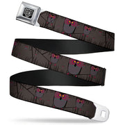 BD Wings Logo CLOSE-UP Full Color Black Silver Seatbelt Belt - Owls in Trees Purple Webbing Seatbelt Belts Buckle-Down