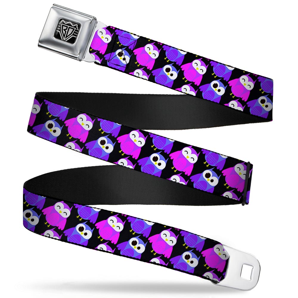 BD Wings Logo CLOSE-UP Full Color Black Silver Seatbelt Belt - Owl Eyes Black/Purples/Pinks Webbing Seatbelt Belts Buckle-Down