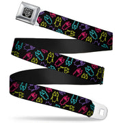 BD Wings Logo CLOSE-UP Full Color Black Silver Seatbelt Belt - Owl Sketch Black/Multi Color Webbing Seatbelt Belts Buckle-Down