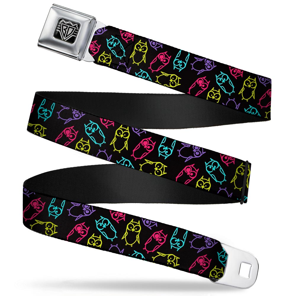 BD Wings Logo CLOSE-UP Full Color Black Silver Seatbelt Belt - Owl Sketch Black/Multi Color Webbing Seatbelt Belts Buckle-Down