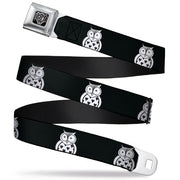 BD Wings Logo CLOSE-UP Full Color Black Silver Seatbelt Belt - Owls Black/White1 Webbing Seatbelt Belts Buckle-Down