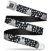 BD Wings Logo CLOSE-UP Full Color Black Silver Seatbelt Belt - Owls Black/White3 Webbing Seatbelt Belts Buckle-Down