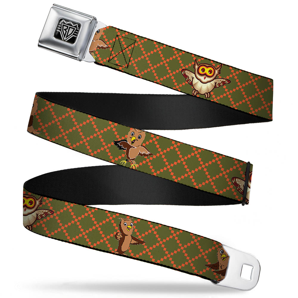 BD Wings Logo CLOSE-UP Full Color Black Silver Seatbelt Belt - Owls Expressions Multi Color Webbing Seatbelt Belts Buckle-Down