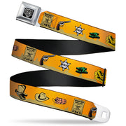 BD Wings Logo CLOSE-UP Full Color Black Silver Seatbelt Belt - Old Western Multi Color Webbing Seatbelt Belts Buckle-Down