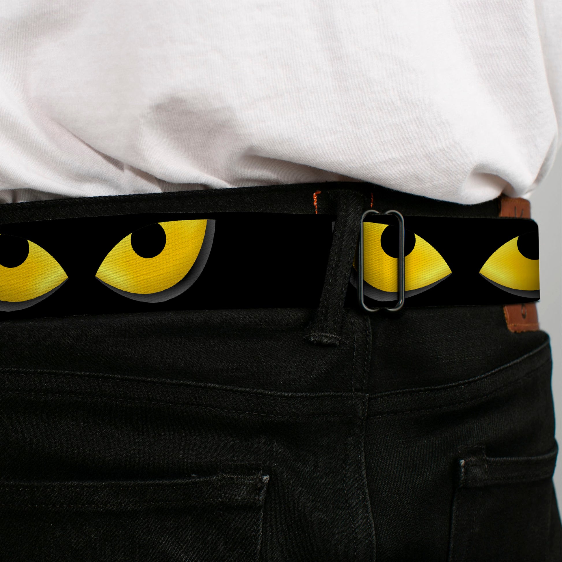 BD Wings Logo CLOSE-UP Full Color Black Silver Seatbelt Belt - Owl Eyes 1 Webbing Seatbelt Belts Buckle-Down