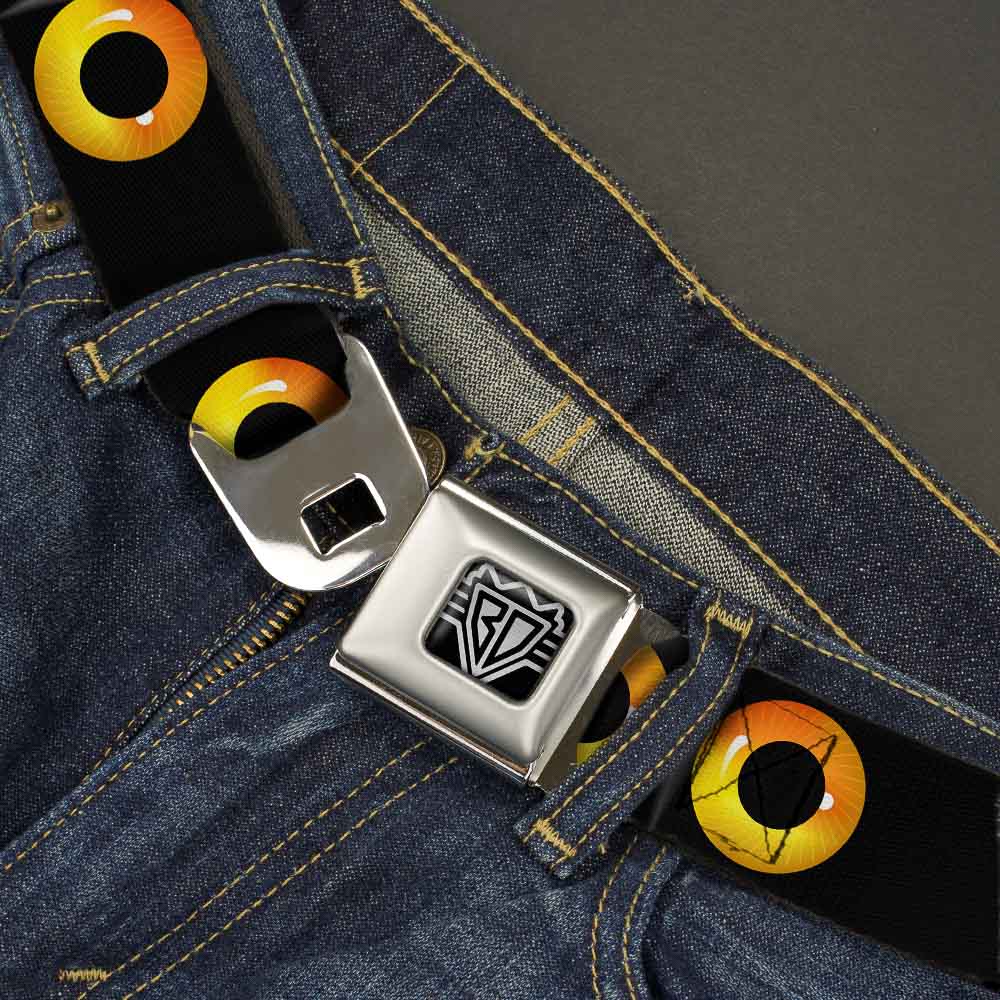 BD Wings Logo CLOSE-UP Full Color Black Silver Seatbelt Belt - Owl Eyes 2 Webbing Seatbelt Belts Buckle-Down