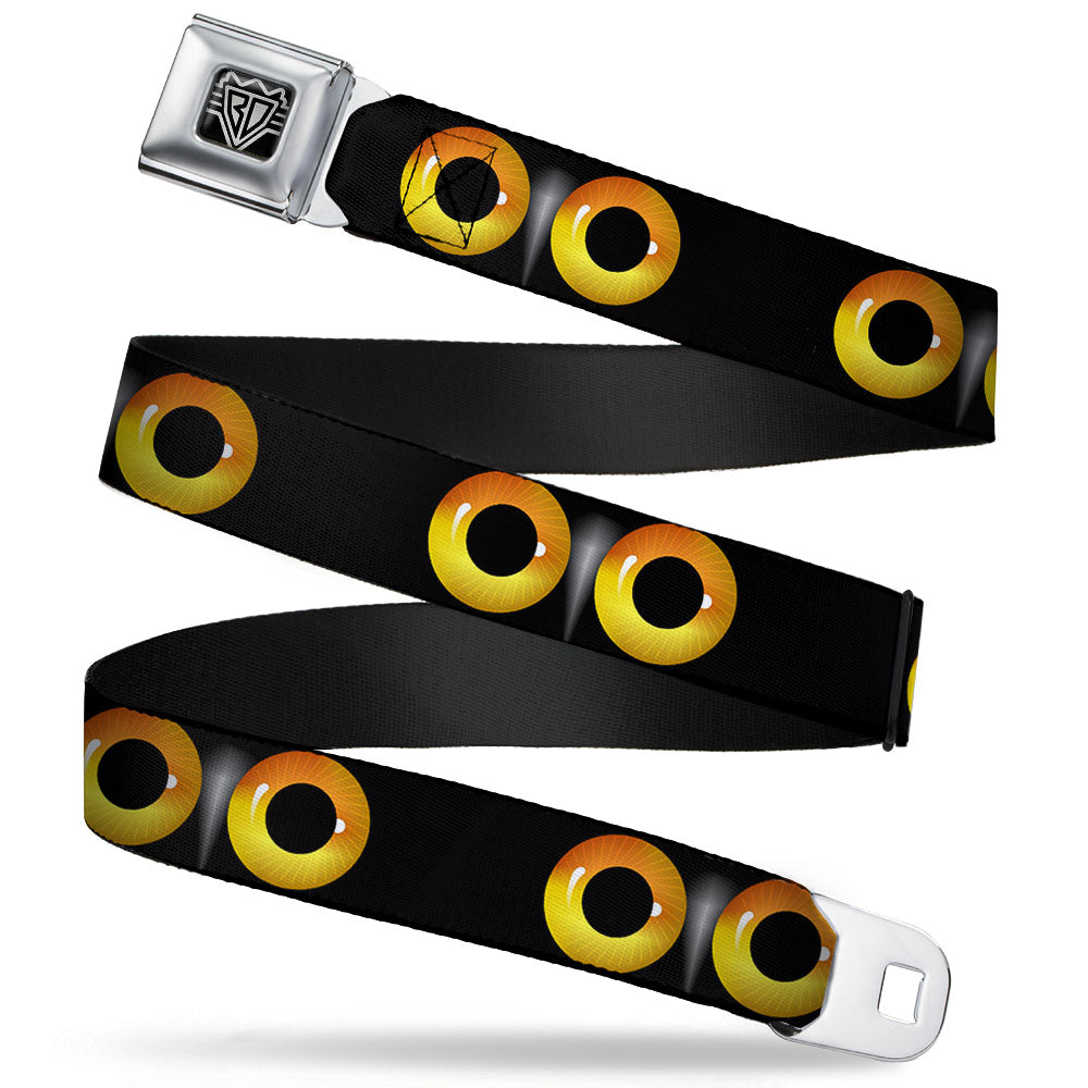 BD Wings Logo CLOSE-UP Full Color Black Silver Seatbelt Belt - Owl Eyes 2 Webbing Seatbelt Belts Buckle-Down