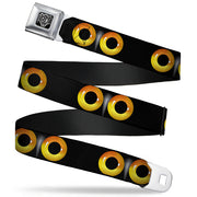 BD Wings Logo CLOSE-UP Full Color Black Silver Seatbelt Belt - Owl Eyes 2 Webbing Seatbelt Belts Buckle-Down