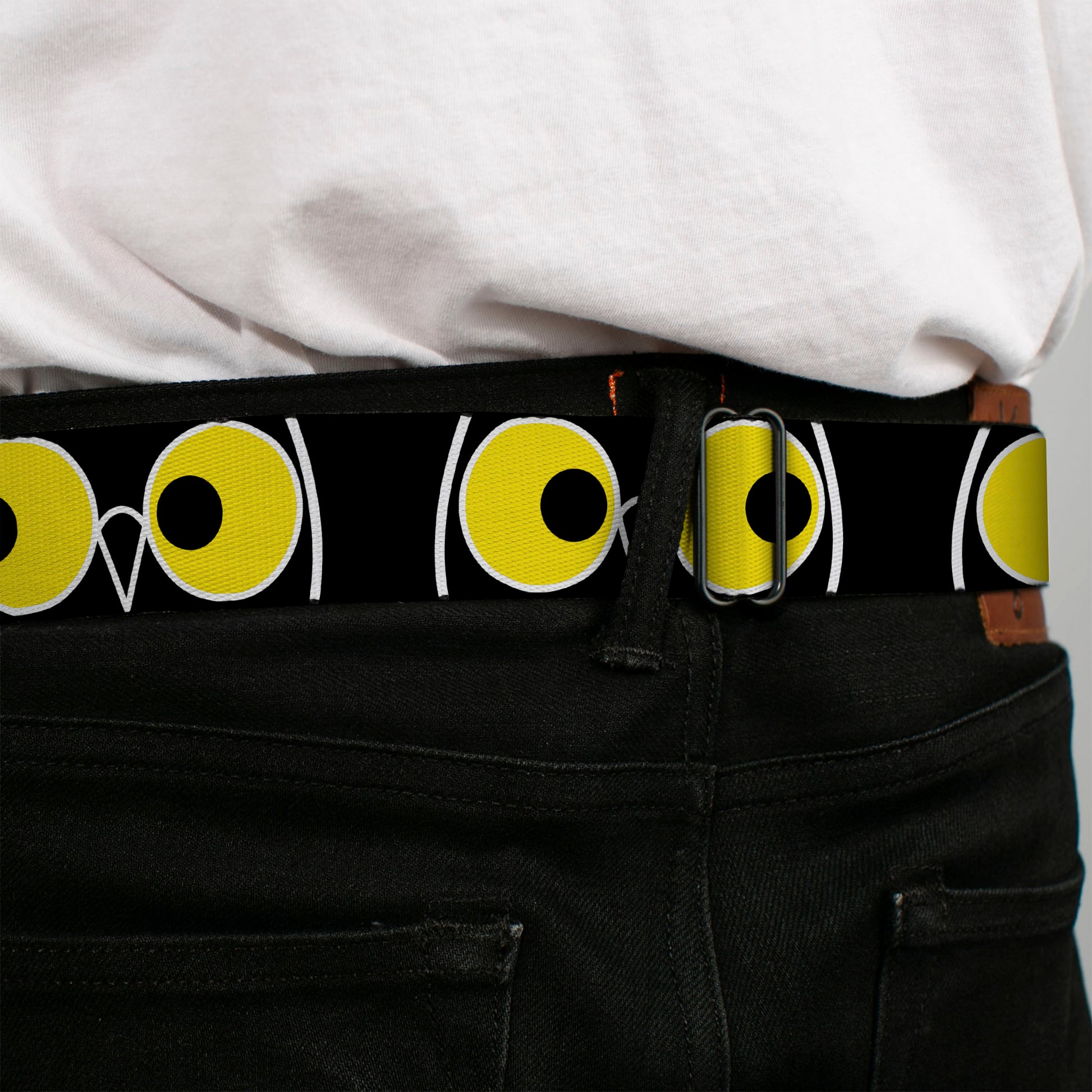 BD Wings Logo CLOSE-UP Full Color Black Silver Seatbelt Belt - Owl Eyes 3 Webbing Seatbelt Belts Buckle-Down