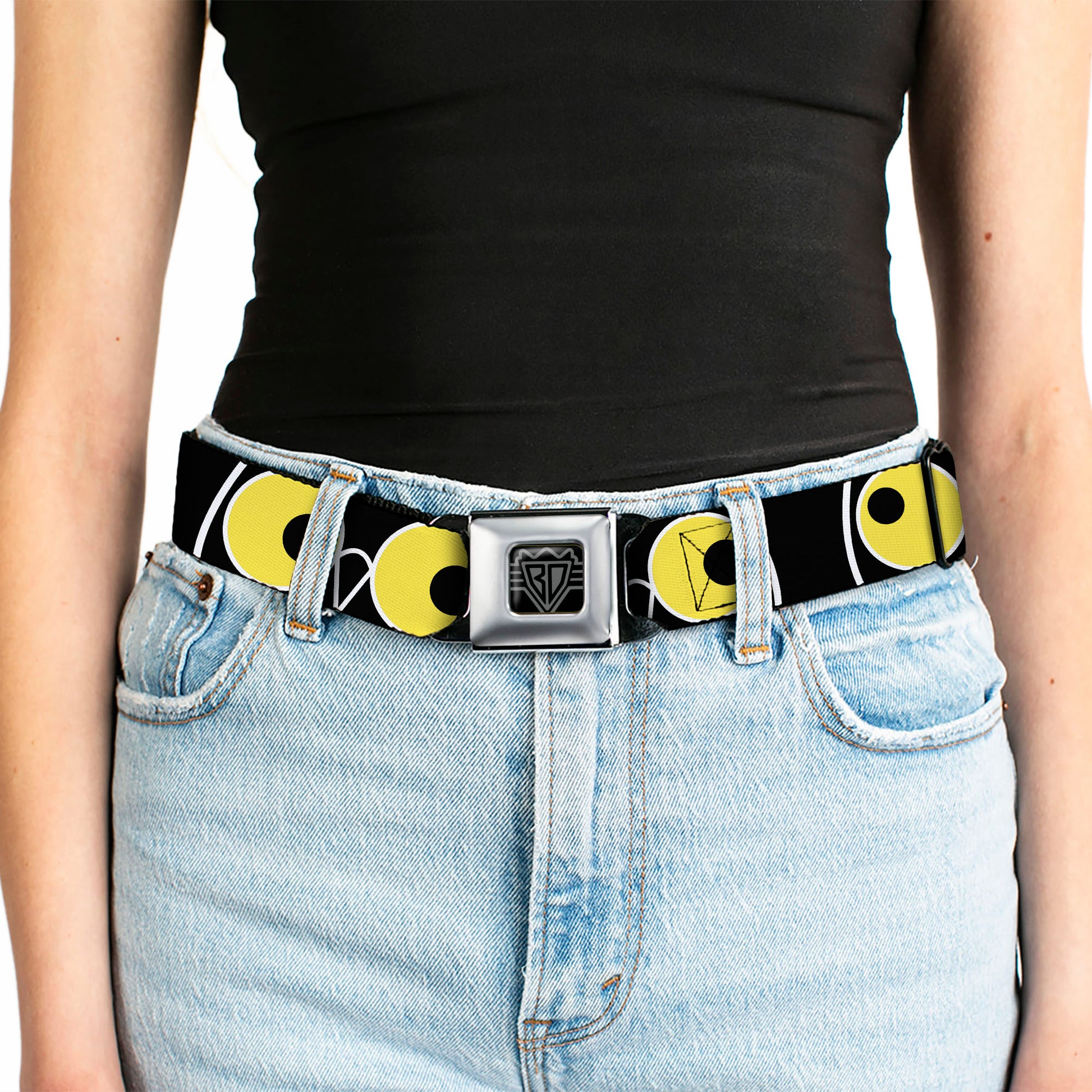BD Wings Logo CLOSE-UP Full Color Black Silver Seatbelt Belt - Owl Eyes 3 Webbing Seatbelt Belts Buckle-Down