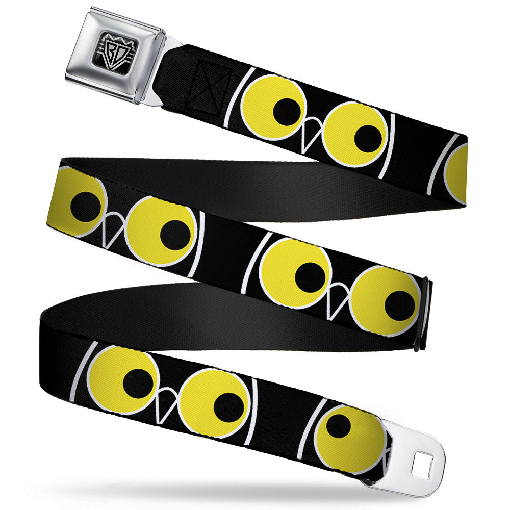 BD Wings Logo CLOSE-UP Full Color Black Silver Seatbelt Belt - Owl Eyes 3 Webbing Seatbelt Belts Buckle-Down