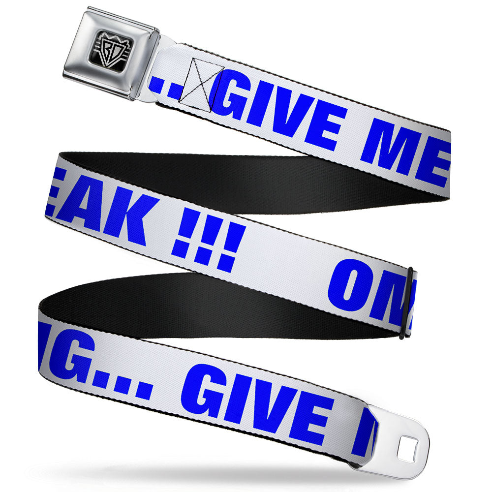 BD Wings Logo CLOSE-UP Full Color Black Silver Seatbelt Belt - OMGâ€¦GIVE ME A BREAK!!! White/Royal Webbing Seatbelt Belts Buckle-Down