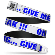 BD Wings Logo CLOSE-UP Full Color Black Silver Seatbelt Belt - OMGâ€¦GIVE ME A BREAK!!! White/Royal Webbing Seatbelt Belts Buckle-Down