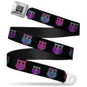 BD Wings Logo CLOSE-UP Full Color Black Silver Seatbelt Belt - Owls Black/Fuchsia/Purple/Turquoise Webbing Seatbelt Belts Buckle-Down